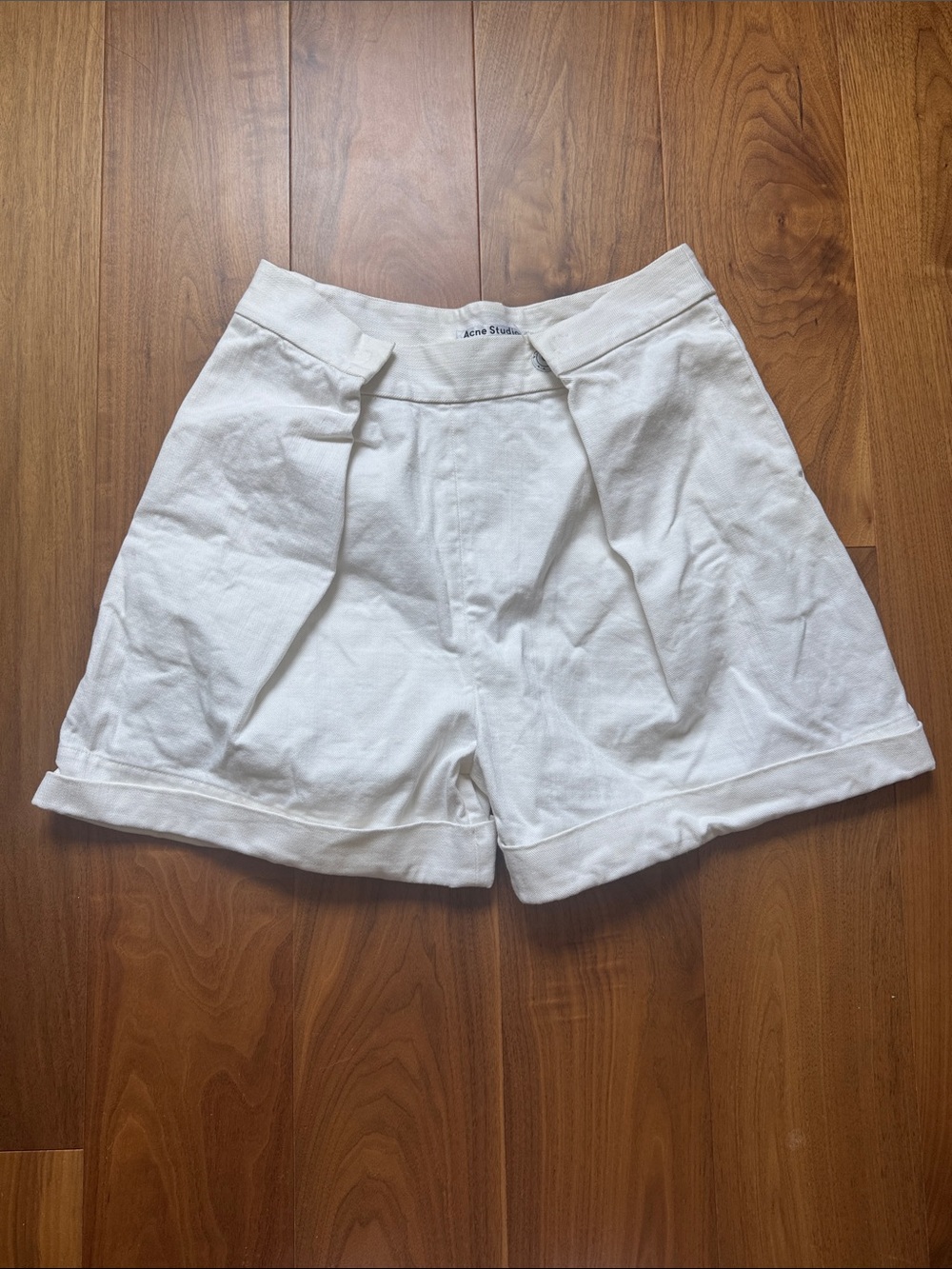 Acne Studios Sea Slubs White Twill Cotton Shorts